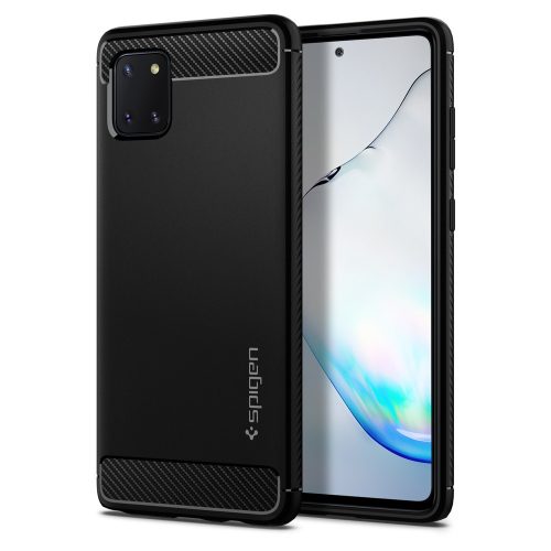 Samsung Galaxy Note 10 Lite SM-N770, silikónové puzdro, Spigen Rugged Armor, karbónový vzor, čierna farba