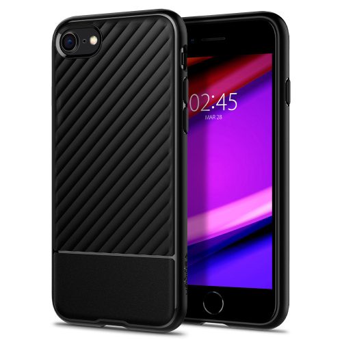Apple iPhone 7 / 8 / SE (2020) / SE (2022), silikónové puzdro, Spigen Core Armor, karbónový vzor, čierna farba