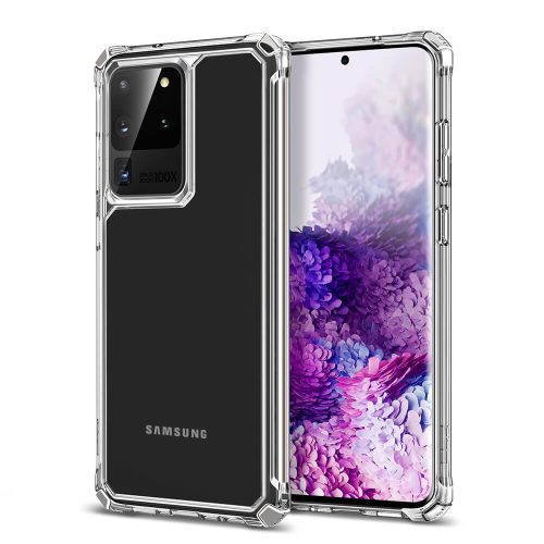 Samsung Galaxy S20 Ultra 5G SM-G988, silikónové puzdro, plastová zadná strana, roh so vzduchovým vankúšom, stredne odolné proti nárazu, ESR Air Armor, priehľadné