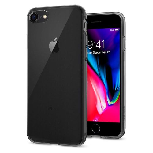 Apple iPhone 7 / 8 / SE (2020) / SE (2022), silikónové puzdro, Spigen Liquid Crystal, priehľadné/strieborné