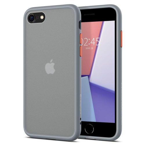 Apple iPhone 7 / 8 / SE (2020) / SE (2022), silikónové ochranné puzdro + plastový zadný kryt, stredne odolné proti nárazu, Spigen Ciel Cyril Color Brick, priesvitná/sivá farba