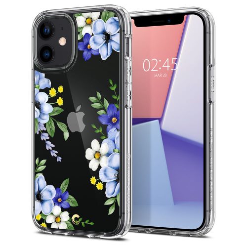 Apple iPhone 12 Mini, silikónové puzdro, päta so vzduchovým polstrovaním, vzor Bloom flower, Spigen Ciel Cyril Cecile, priehľadná/farebná