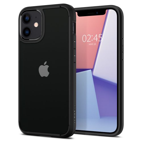 Apple iPhone 12 Mini, plastový zadný kryt + silikónový rám, Spigen Ultra Hybrid, číry/čierny