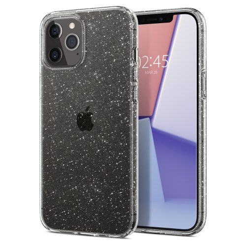 Apple iPhone 12 / 12 Pro, silikónové puzdro, Spigen Liquid Crystal Glitter, priehľadné