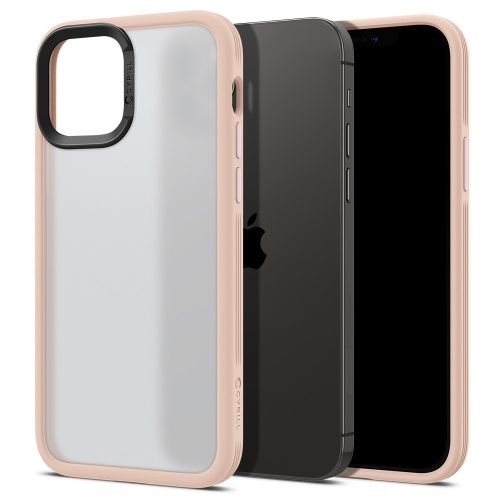 Apple iPhone 12 / 12 Pro, silikónová ochrana displeja + plastový zadný kryt, stredne odolný proti nárazu, Spigen Ciel Cyril Color Brick, priesvitná/ružová