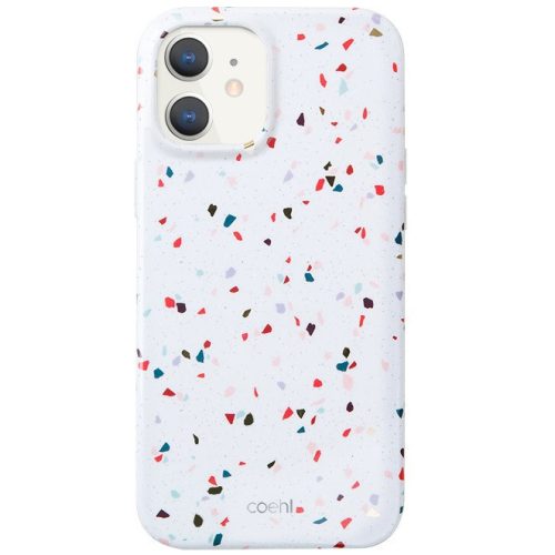 Apple iPhone 12 Mini, silikónové puzdro, stredne odolné proti nárazu, vzor konfety, Uniq Coehl Terrazzo, farba/biela