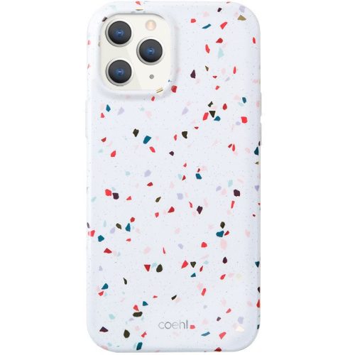 Apple iPhone 12 / 12 Pro, silikónové puzdro, stredne odolné proti nárazu, vzor konfety, Uniq Coehl Terrazzo, farba/biela