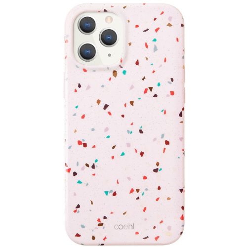 Apple iPhone 12 / 12 Pro, silikónové puzdro, stredne odolné proti nárazu, vzor konfety, Uniq Coehl Terrazzo, farba/ružová