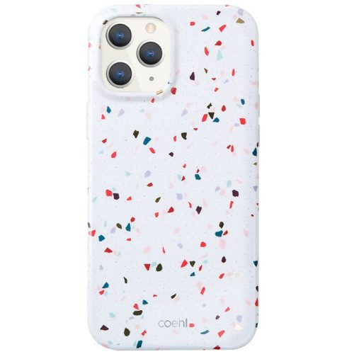 Apple iPhone 12 Pro Max, silikónové puzdro, stredne odolné proti nárazu, vzor konfety, Uniq Coehl Terrazzo, farba/biela