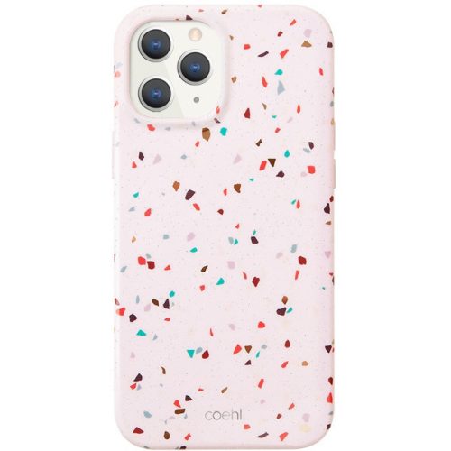 Apple iPhone 12 Pro Max, silikónové puzdro, stredne odolné proti nárazu, vzor konfety, Uniq Coehl Terrazzo, farba/ružová