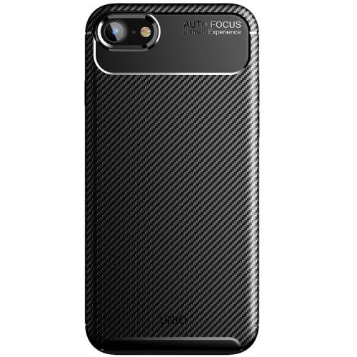 Apple iPhone 7 / 8 / SE (2020) / SE (2022), silikónové puzdro, odolné proti strednému nárazu, päta so vzduchovým tlmičom, karbónový vzor, Uniq Hexa, čierna farba