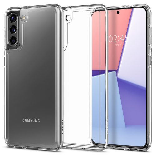 Samsung Galaxy S21 5G SM-G991, Plastový zadný kryt + silikónový rám, Spigen Ultra Hybrid, priehľadný