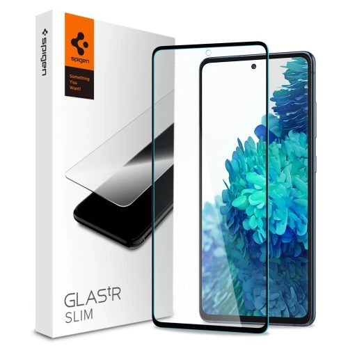 Samsung Galaxy S20 FE / S20 FE 5G SM-G780 / G781, ochranná fólia displeja, nárazuvzdorná fólia (vrátane zakrivenej strany!), tvrdené sklo, 3D plný kryt, Spigen Glastr Slim Full Cover, čierna