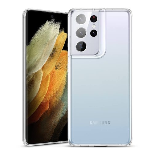 Samsung Galaxy S21 Ultra 5G SM-G998, silikónové puzdro, ultratenké, stredne odolné proti nárazu, s bublinkovou pätou, ESR Essential Zero, priehľadné