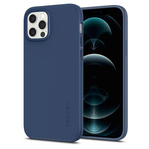 Apple iPhone 12 / 12 Pro, Plastový zadný kryt, Spigen Thin Fit, modrý