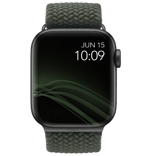 Apple Watch 1-6 (42 / 44 mm), remienok z tkaniny, opletený, Uniq Aspen, zelený