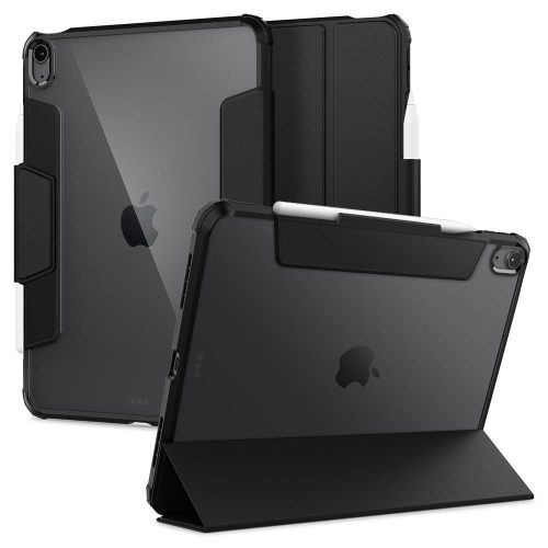 Apple iPad Air (2020 / 2022) / iPad Air 11 (2024), puzdro Folder Case, päta so vzduchovým polstrovaním, stredne odolné proti nárazu, s držiakom Apple Pencil, Smart Case, Spigen Ultra Hybrid Pro, priehľadné/čierne