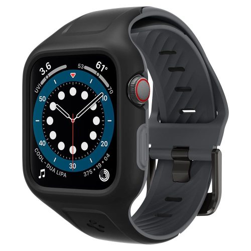 Apple Watch 4-6, SE (44 mm), Silikónové puzdro a remienok, Spigen Liquid Air Pro, čierna
