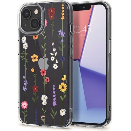 Apple iPhone 13 Mini, silikónové puzdro, roh so vzduchovým polstrovaním, vzor kvetinová záhrada, Spigen Ciel Cyril Cecile, priehľadné/farebné