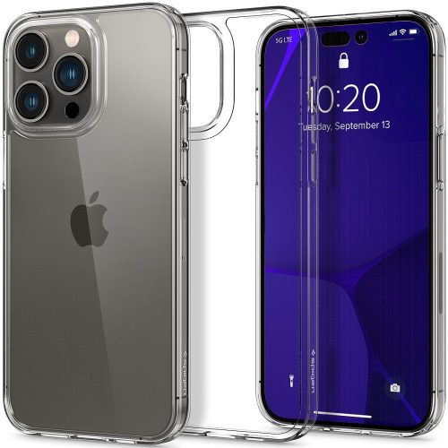 Apple iPhone 14 Pro, Plastový zadný kryt + silikónový rám, stredne odolný proti nárazu, päta so vzduchovým vankúšom, Spigen Airskin Hybrid, priehľadný