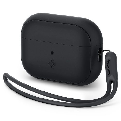 Držiak nabíjačky Bluetooth na slúchadlá, silikón, pánt, kompatibilný s Apple AirPods Pro 2, Spigen Silicone Fit, čierny
