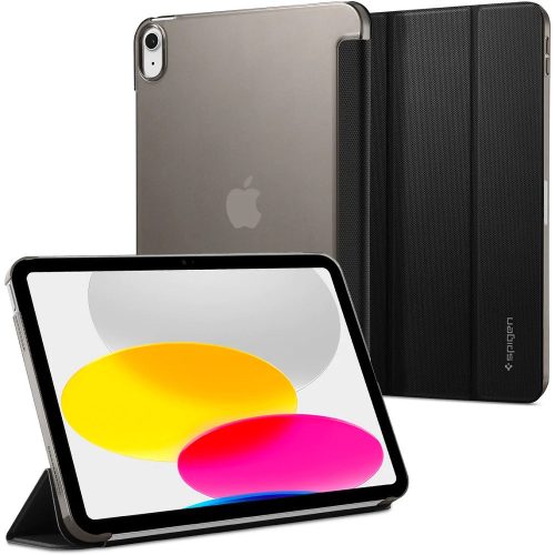 Apple iPad 10.9 (2022), Folder Case, látkový vzor, Spigen Liquid Air Folio, čierna