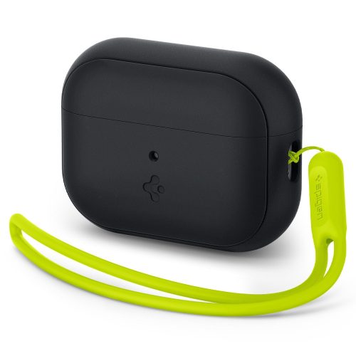 Držiak nabíjačky Bluetooth pre slúchadlá, silikón, pánt, kompatibilný s Apple AirPods Pro 2, Spigen Silicone Fit, čierna/zelená