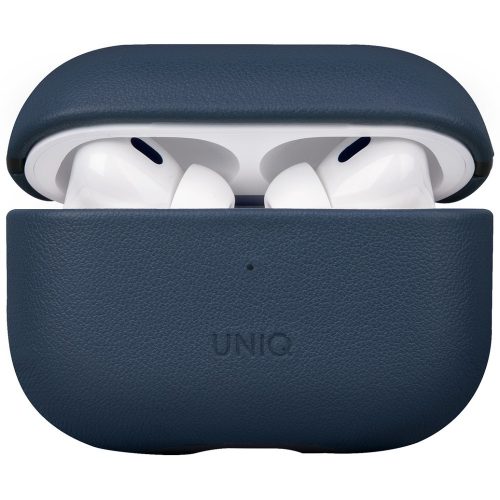 Držiak na nabíjačku slúchadiel Bluetooth, kožený, s podporou bezdrôtového nabíjania, kompatibilný s Apple AirPods Pro 2, Uniq Terra, modrý