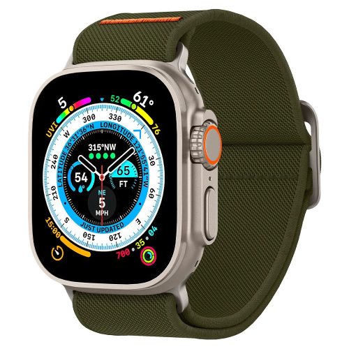 Apple Watch 4-6, SE (42 / 44 mm), Watch 7-9 (45 mm), Watch Ultra (49 mm), látkový remienok, Spigen Lite Fit Ultra, zelená