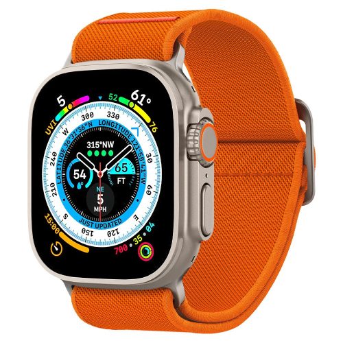 Apple Watch 4-6, SE (42 / 44 mm), Watch 7-9 (45 mm), Watch Ultra (49 mm), látkový remienok, Spigen Lite Fit Ultra, oranžová