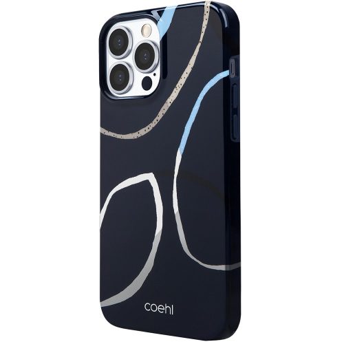 Apple iPhone 13 Pro, Silikónové puzdro, stredne odolné proti nárazu, abstraktný vzor, Uniq Coehl Valley, farba/modrá