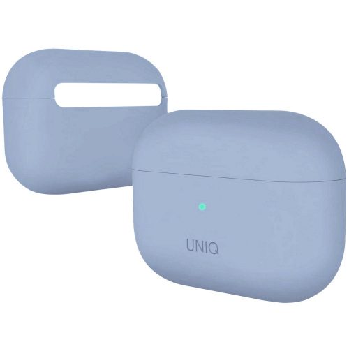 Nabíjací držiak na slúchadlá Bluetooth, silikónový, podpora bezdrôtového nabíjania, kompatibilný s Apple AirPods Pro, Uniq Lino, modrý