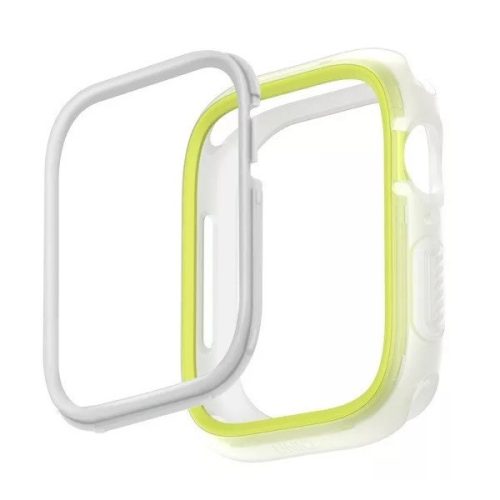 Apple Watch 1-6, SE (44 mm) / Watch 7-8 (45 mm), Plastové + silikónové ochranné puzdro, bez remienka, stredne odolné proti nárazu, s 2 vymeniteľnými rámikmi, Uniq Moduo, zelená/biela