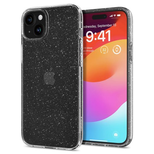 Apple iPhone 15, Silikónové puzdro, Spigen Liquid Crystal Glitter, priehľadné