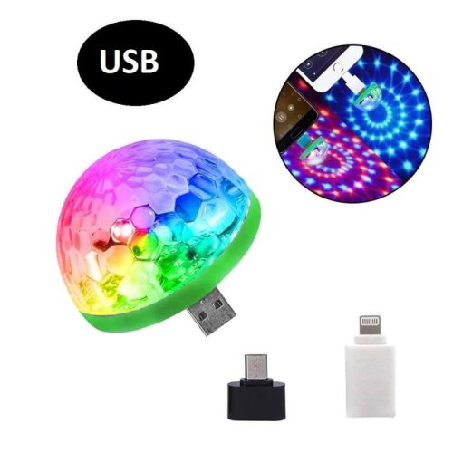 Mini disko guľa RGB s konektorom USB