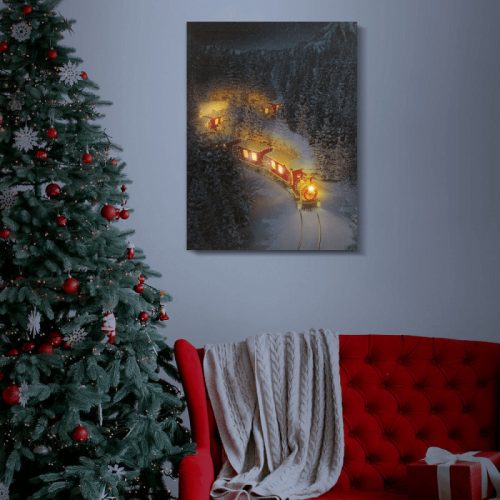 Vianočný vlak LED nálepka na stenu, 30x40 cm