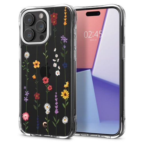 Apple iPhone 15 Pro Max, Silikónové puzdro, rohové, vzor kvetinová záhrada, Spigen Ciel Cyril Cecile, priehľadné/farebné