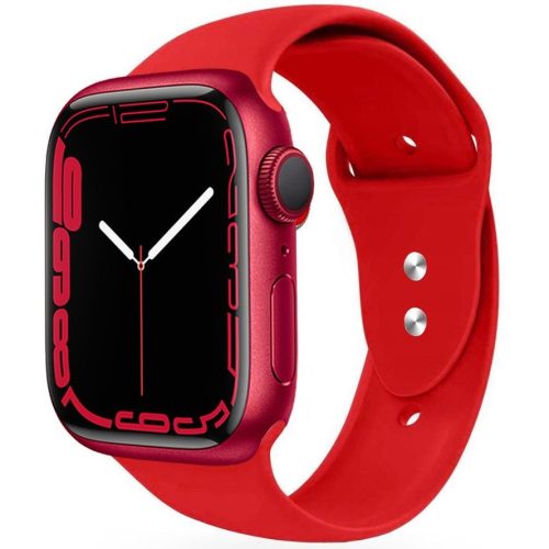 Apple Watch 4-6, SE, SE (2022) (42 / 44 mm) / Watch 7-9 (45 mm) / Watch Ultra 1-2 (49 mm), silikónový remienok, nastaviteľný, s dvoma otvormi, TP IconBand, červený
