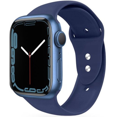 Apple Watch 4-6, SE, SE (2022) (42 / 44 mm) / Watch 7-9 (45 mm) / Watch Ultra 1-2 (49 mm), silikónový remienok, nastaviteľný, s dvoma otvormi, TP IconBand, tmavomodrý
