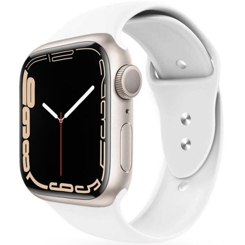 Apple Watch 4-6, SE, SE (2022) (42 / 44 mm) / Watch 7-9 (45 mm) / Watch Ultra 1-2 (49 mm), silikónový remienok, nastaviteľný, s dvoma otvormi, TP IconBand, biely