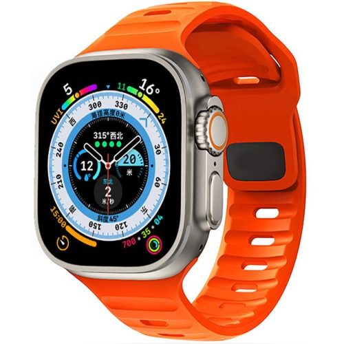 Apple Watch 4-6, SE, SE (2022) (42 / 44 mm) / Watch 7-9 (45 mm) / Watch Ultra 1-2 (49 mm), silikónový remienok, nastaviteľný, TP IconBand Line, oranžová