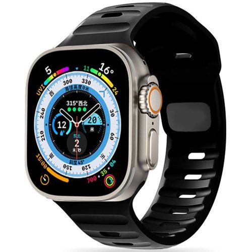 Apple Watch 4-6, SE, SE (2022) (42 / 44 mm) / Watch 7-9 (45 mm) / Watch Ultra 1-2 (49 mm), silikónový remienok, nastaviteľný, TP IconBand Line, čierny