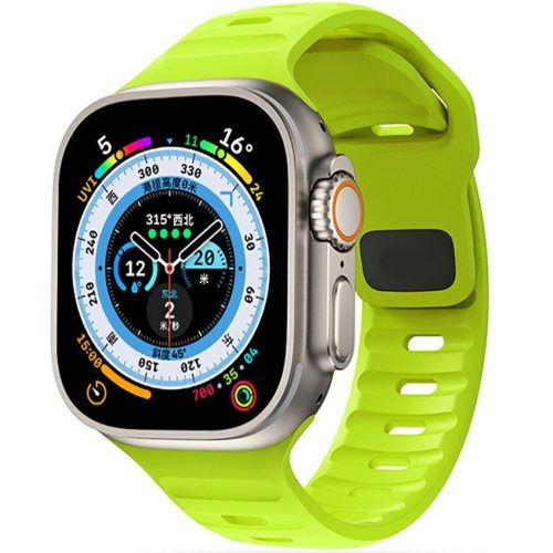 Apple Watch 4-6, SE, SE (2022) (42 / 44 mm) / Watch 7-9 (45 mm) / Watch Ultra 1-2 (49 mm), silikónový remienok, nastaviteľný, TP IconBand Line, limetková