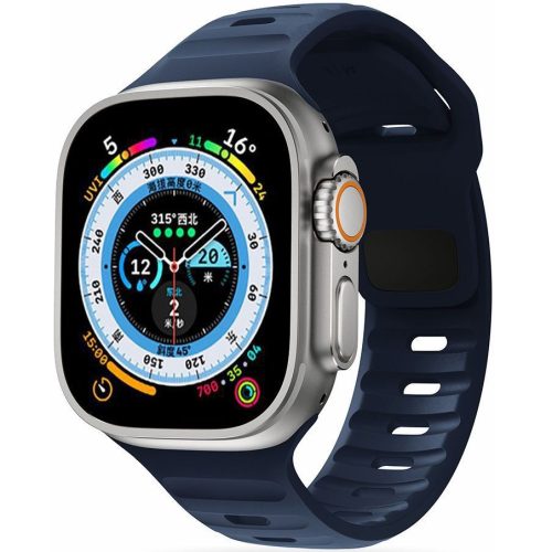 Apple Watch 4-6, SE, SE (2022) (42 / 44 mm) / Watch 7-9 (45 mm) / Watch Ultra 1-2 (49 mm), silikónový remienok, nastaviteľný, TP IconBand Line, tmavomodrý