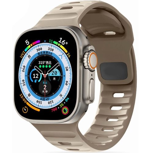 Apple Watch 4-6, SE, SE (2022) (42 / 44 mm) / Watch 7-9 (45 mm) / Watch Ultra 1-2 (49 mm), silikónový remienok, nastaviteľný, TP IconBand Line, hnedý