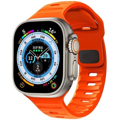 Apple Watch 4-6, SE, SE (2022) (38 / 40 mm) / Watch 7-9 (41 mm), silikónový remienok, nastaviteľný, TP IconBand Line, oranžová