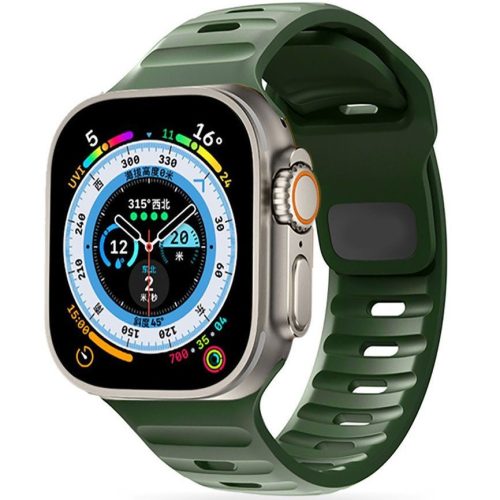 Apple Watch 4-6, SE, SE (2022) (38 / 40 mm) / Watch 7-9 (41 mm), silikónový remienok, nastaviteľný, TP IconBand Line, tmavozelený