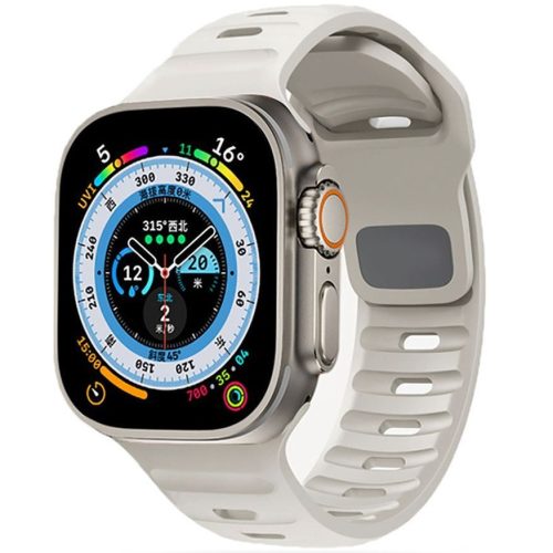 Apple Watch 4-6, SE, SE (2022) (38 / 40 mm) / Watch 7-9 (41 mm), silikónový remienok, nastaviteľný, TP IconBand Line, sivá