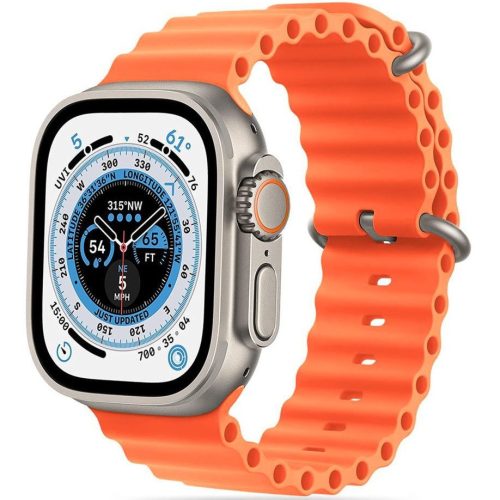 Apple Watch 4-6, SE, SE (2022) (38 / 40 mm) / Watch 7-9 (41 mm), silikónový remienok, nastaviteľný, zvlnený dizajn, TP IconBand Pro, oranžová