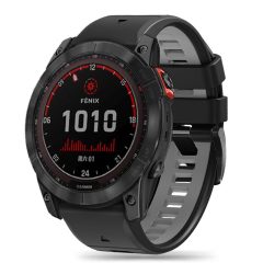   Garmin Fenix 5 / 6 / 6 Pro / 7, silikónový remienok, nastaviteľný, dvojfarebný, TP IconBand Pro, čierna/sivá